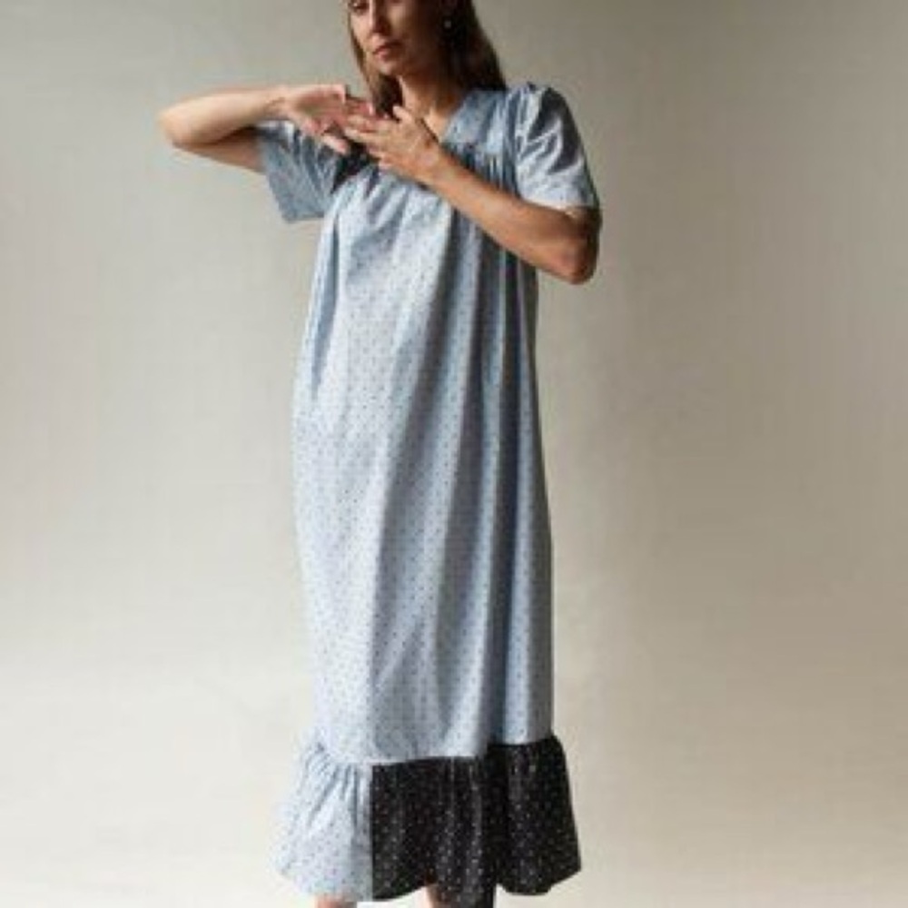 Tigre Et Tigre Women's Rolf Dress Lagenlook Maxi Gray Polka‎ Dot- Size M/L